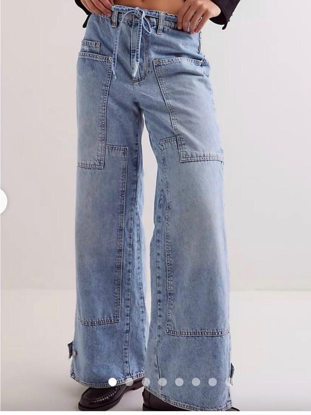 We The Free Light Blue Wide-Leg Patchwork Jeans